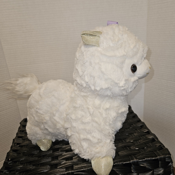 Snuggle Buddy White Plush Alpaca with Lavender Bow Heat & Hug Toy - Picture 3 of 4